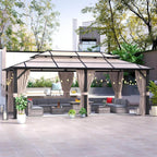 [12X20FT] Alora Premium Aluminum Outdoor Polycarbonate Hardtop Gazebo With UV Protection, Netting & Curtains (96815273)