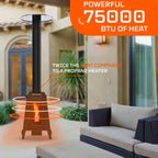 Wood Pellet Outdoor Patio Heater with Glass Window, 75,000 BTU