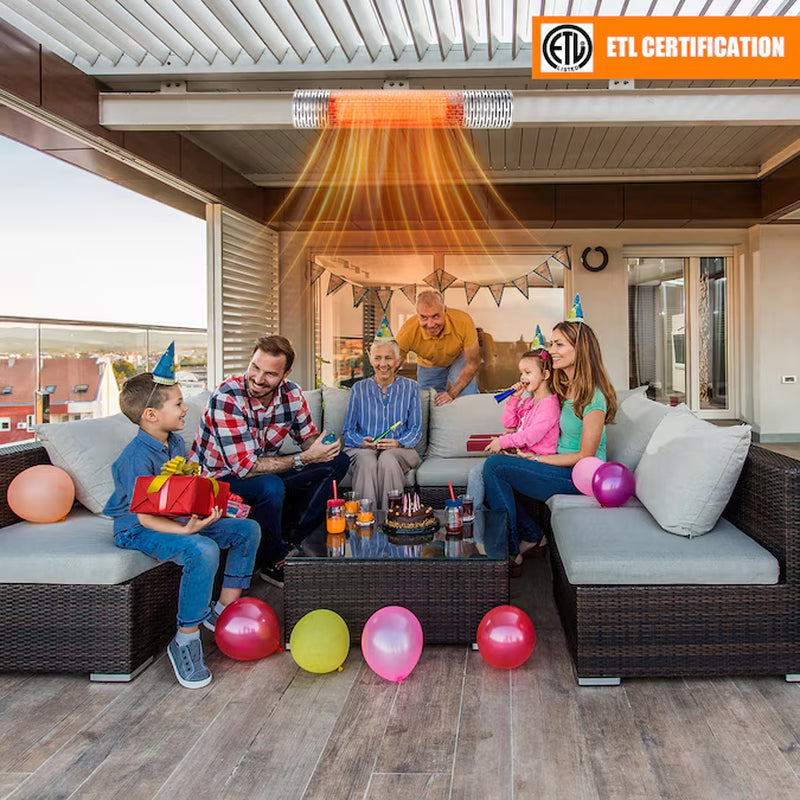 1 -BTU 1500 -W Hanging Silver Aluminum Electric Patio Heater