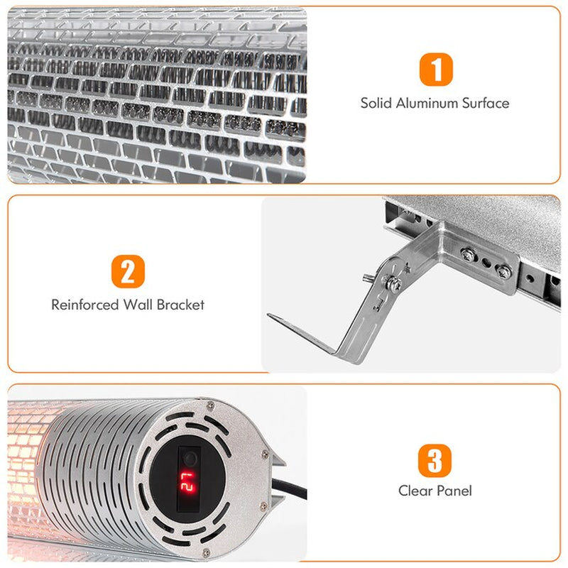 1 -BTU 1500 -W Hanging Silver Aluminum Electric Patio Heater