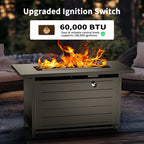 42" Rectangular Gas Fire Pit Table, 60,000 BTU Propane Fire Pits for outside with Lid and Lava Rock