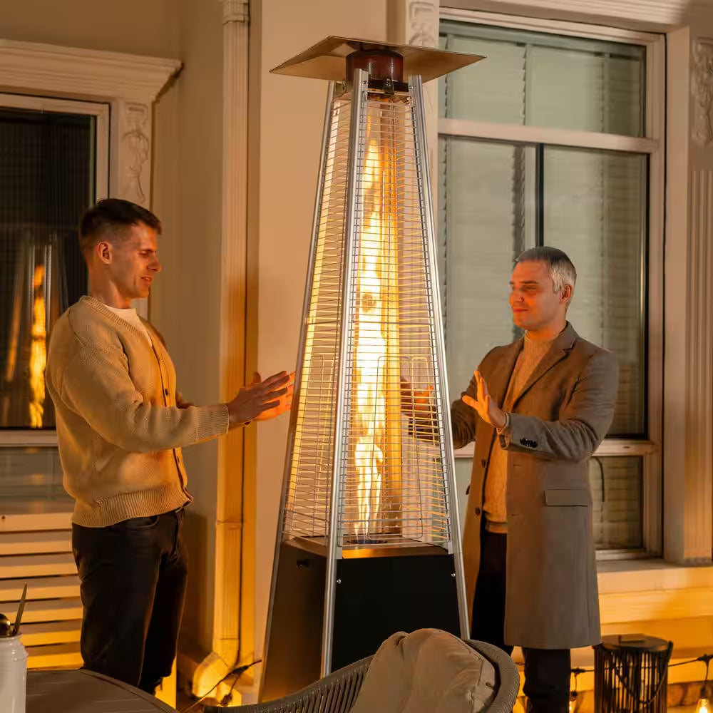48,000 BTU Quartz Glass Tube Heat-Focusing Black Propane Gas Standing Patio Heater