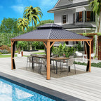 12-Ft X 16 Gazebo Brown Gazebo with Hardtop Roof (Screen Included)