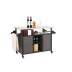 15 Cu. Ft. Metal Outdoor Rolling Bar Cart with Storage, Wheelbarrow Expandable Shelf, Towel Rack, Wine Holder, Wheels