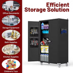 Tall & Wide Metal Garage Storage Cabinet with 4 Adjustable Shelves, 43''W X 22''D X 72''H with Wheels & Pegboards, Heavy Duty Lo