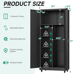 Metal Garage Storage Cabinet with Wheels,Rolling Tool Storage Cabinet with Lock,Steel Locking Cabinet with Locking Doors and Adjustable Shelves,Tall Storage Cabinet for Office Home,Garage,Shop-Black