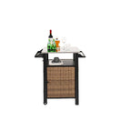 8 Cu. Ft. Steel Outdoor Bar Cart-Rolling Patio with Storage Cabinet, and Towel Holder for Garden or BBQ Station