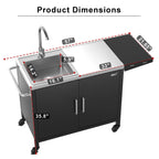 Outdoor Grill Table with Sink,Metal Outdoor Grill Cart, Outdoor Kitchen Island with Stainless Steel Sink