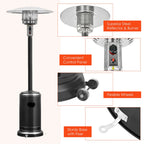 50000 BTU Propane Patio Heater Standing Steel with Wheels Black