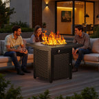 28" Outdoor Propane Fire Pit Table with Lid, 60,000 BTU Gas Fire Pit for Patio Garden Party