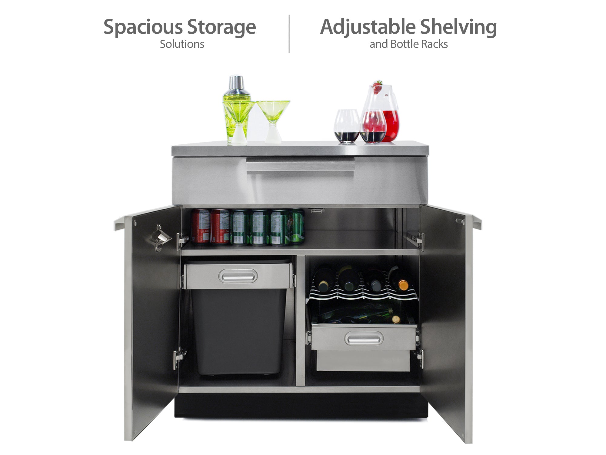 Outdoor Kitchen 4 Piece Cabinet Set in Stainless Steel with Countertop and Covers