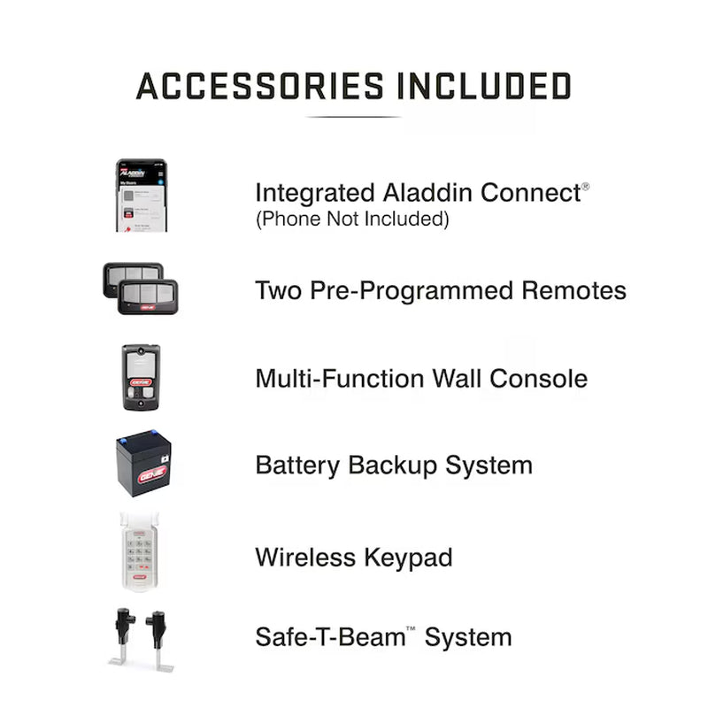 1-1/4 Hpc Smart Compatible Belt Drive Garage Door Opener Wi-Fi Compatibility and Battery Back-Up