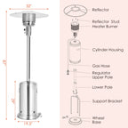 50000 BTU Propane Patio Heater Standing Steel with Wheels Silver