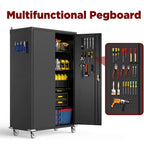 Tall & Wide Metal Garage Storage Cabinet with 4 Adjustable Shelves, 43''W X 22''D X 72''H with Wheels & Pegboards, Heavy Duty Lo