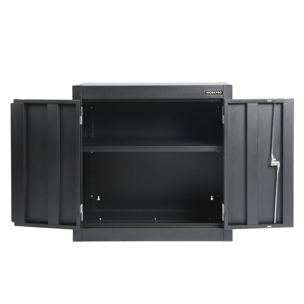 28-Inch Wall Garage Storage Cabinet, Adjustable Shelf, Steel, Black
