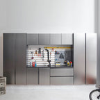 Alora Heavy-Duty Wall-Mounted Metallic Gray Garage Cabinet Set With Soft Closing Doors And Drawers (SAK24368)