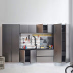 Alora Heavy-Duty Wall-Mounted Metallic Gray Garage Cabinet Set With Soft Closing Doors And Drawers (SAK24368)