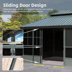 [12X14FT] Large Heavy-Duty All-Season Steel Top Aluminum Double Roof Backyard Gazebo (SAK97284)