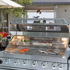 Castelle Flame Outdoor BBQ Kitchen Island With 43-Inch 6-Burner 85K BTU Propane Gas Grill, Rotisserie Kit, And Storage Cabinets (SAK95623)